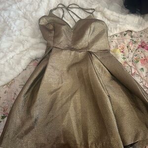 Elegant Gold Strappy Dress